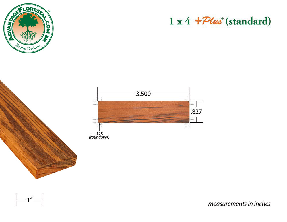 Exotic Standard tigerwood Dimensional Decking Lumber 1in. x 4 in. plus