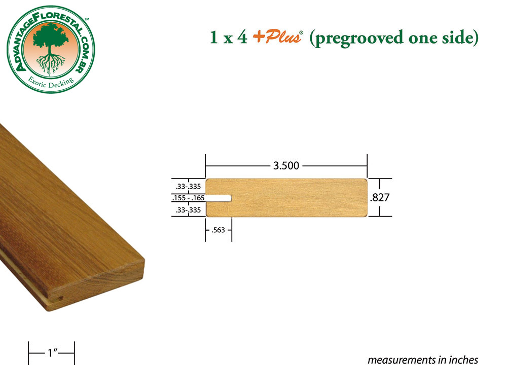 Exotic One Sided PreGrooved Decking 1in. x 4 in. plus