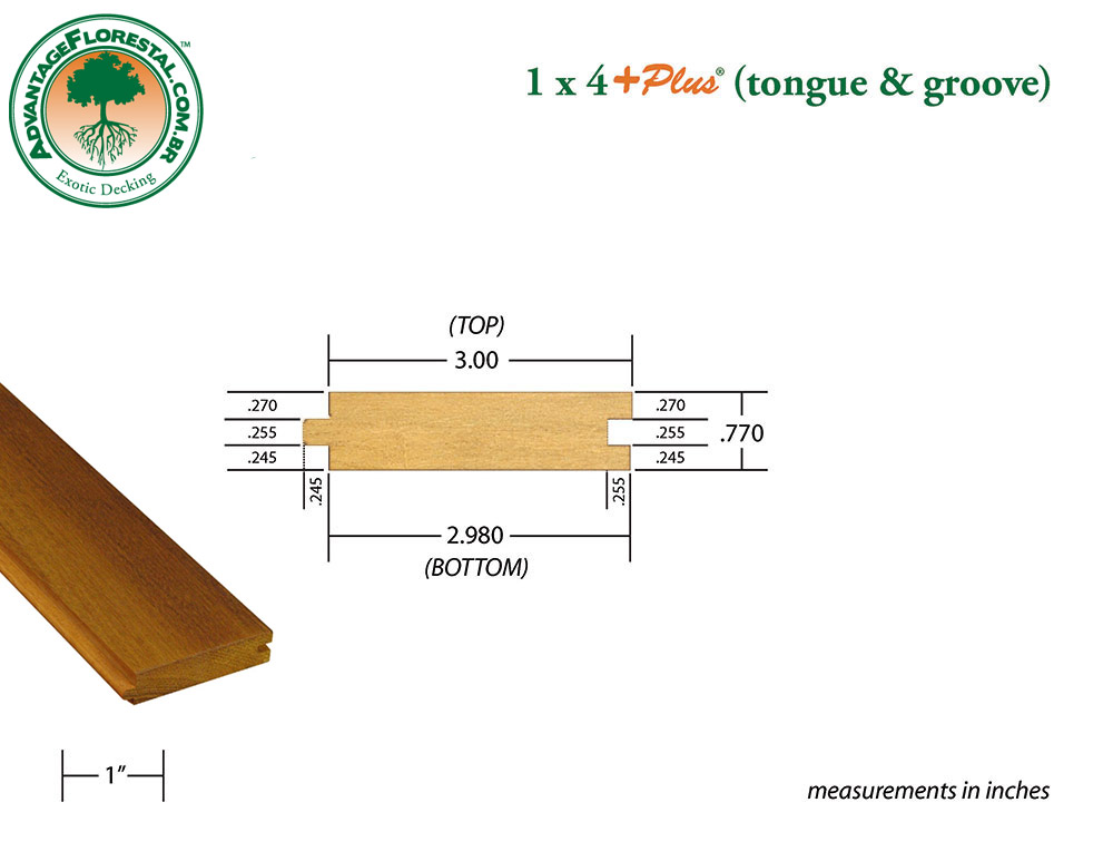 Exotic Tongue & Groove garapa Decking 1in. x 4 in. plus