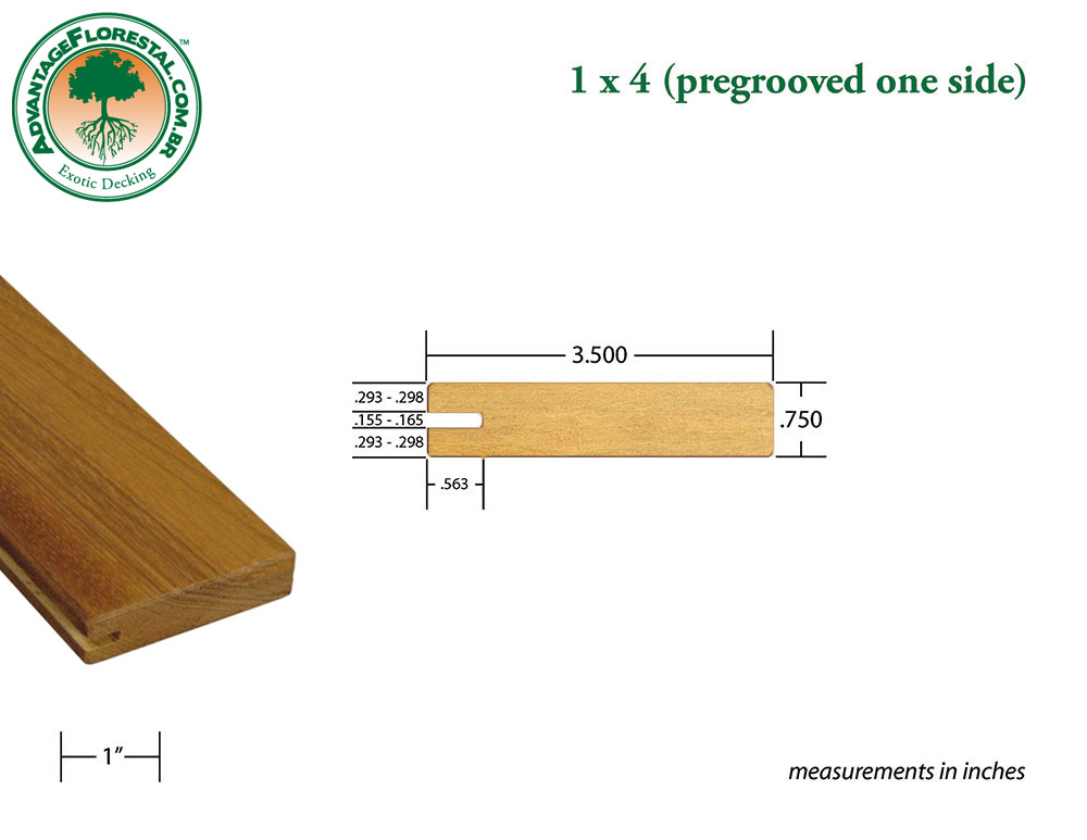 Exotic One Sided PreGrooved Decking 1 in. x 4 in.