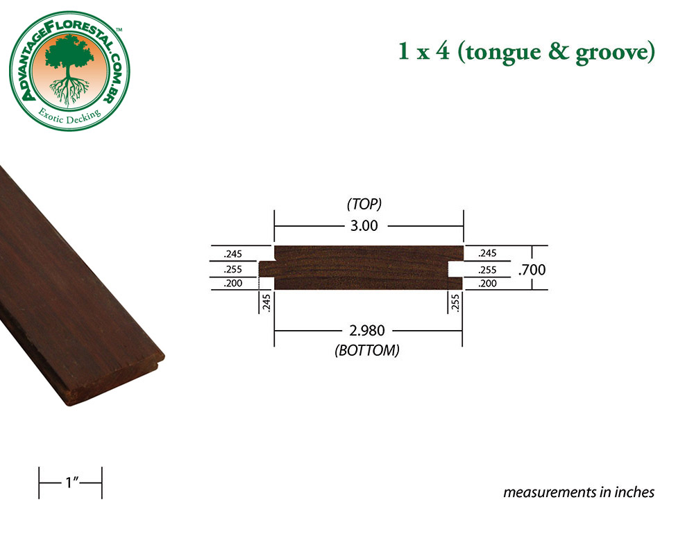 Exotic Tongue & Groove ipe Decking 1 in. x 4 in.