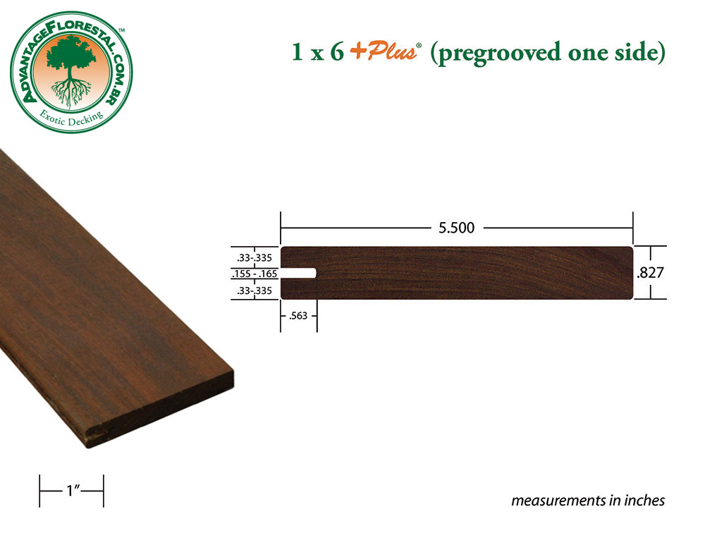 Exotic One Sided PreGrooved Decking 1 in. x 6 in. plus