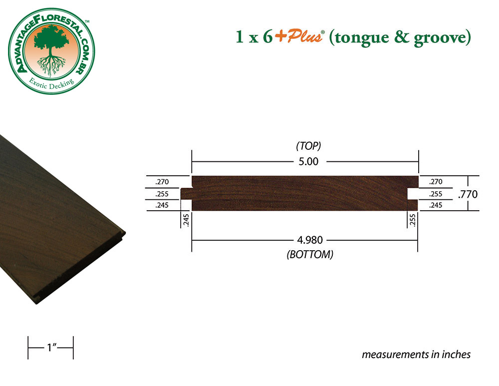 Exotic Tongue & Groove ipe Decking 1 in. x 6 in. plus