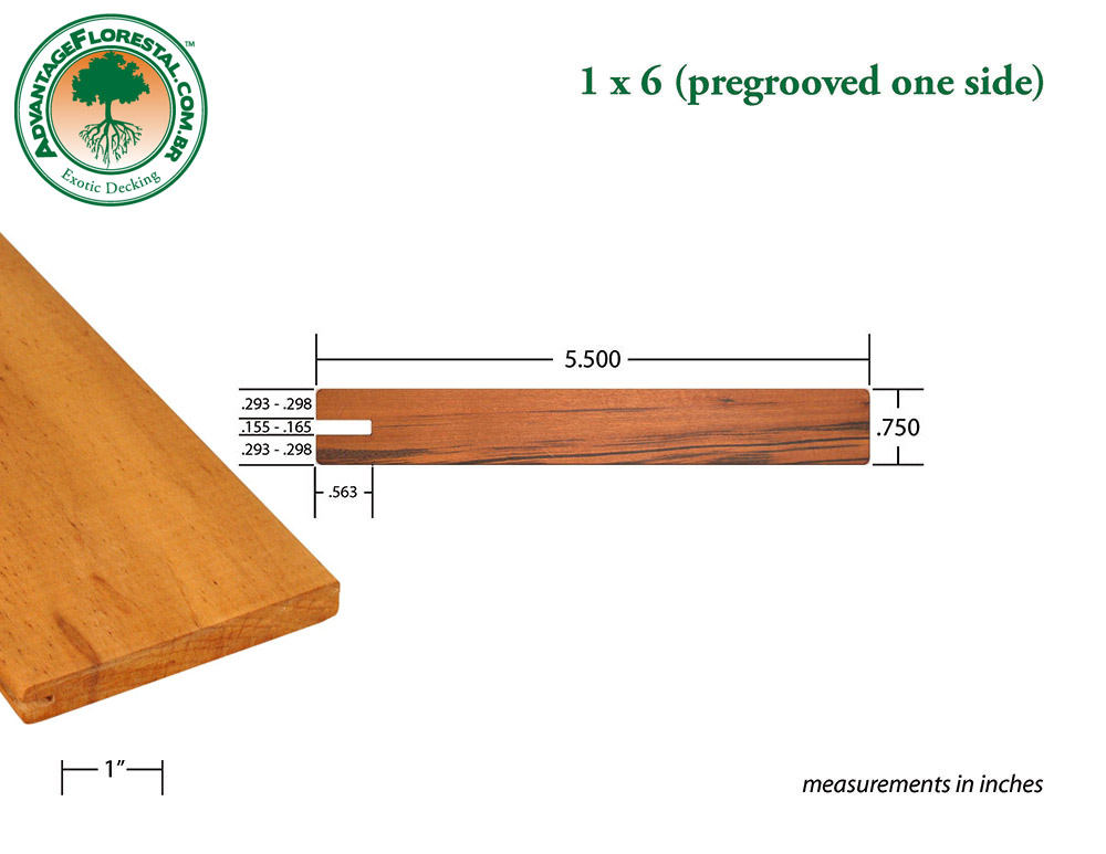 Exotic One Sided PreGrooved Decking 1 in. x 6in.