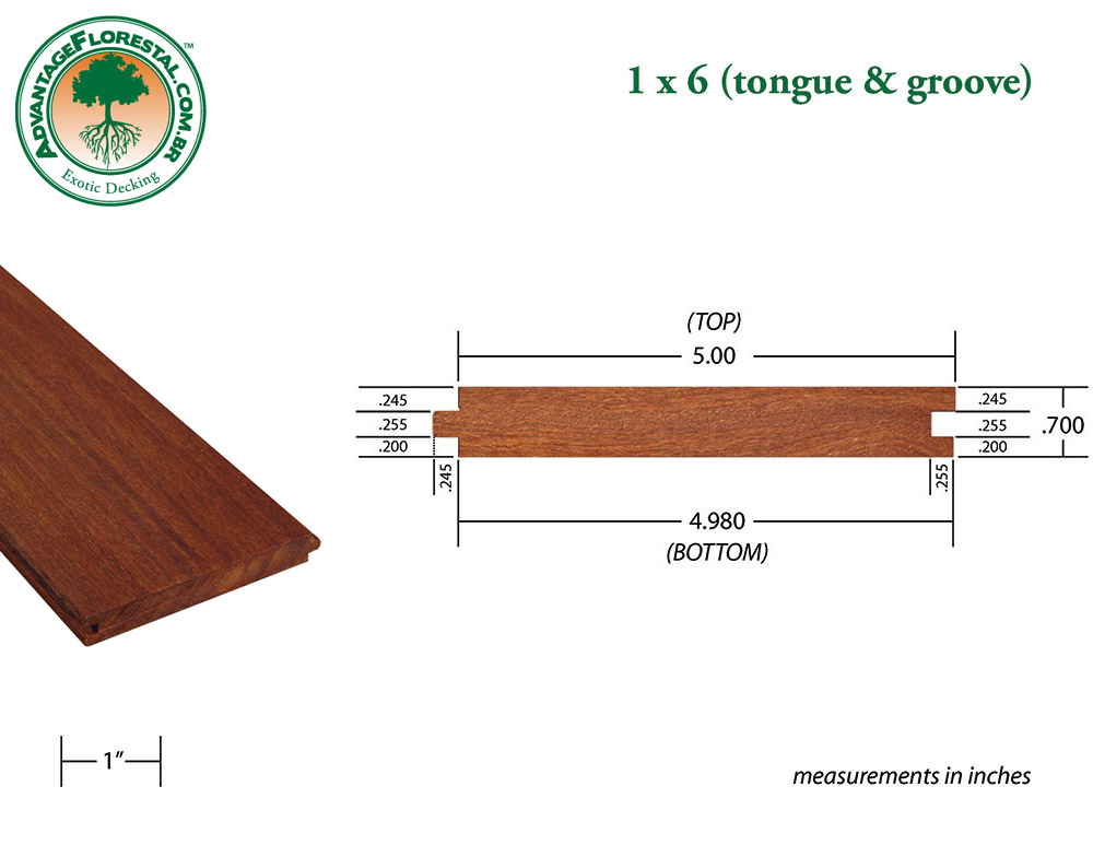 Exotic Tongue & Groove Decking 1 in. x 6in.