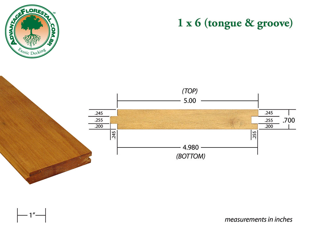 Exotic Tongue & Groove garapa Decking 1 in. x 6in.