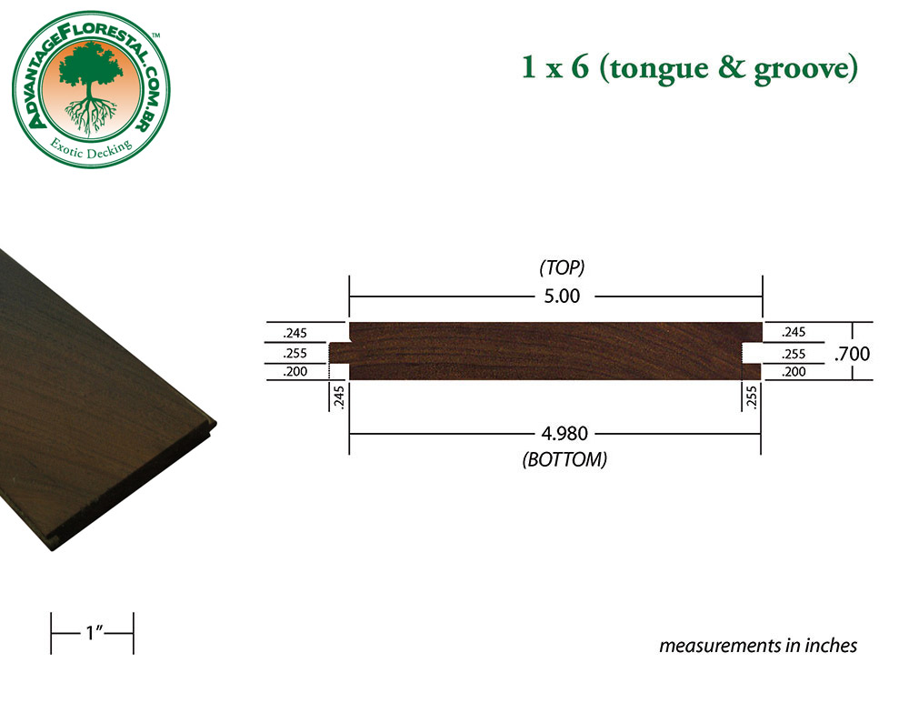 Exotic Tongue & Groove ipe Decking 1 in. x 6in.