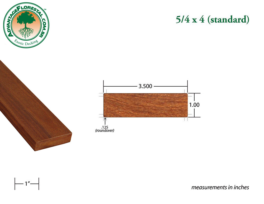 Exotic Standard Cumaru Dimensional Decking Lumber 5/4 in. x 4 in.