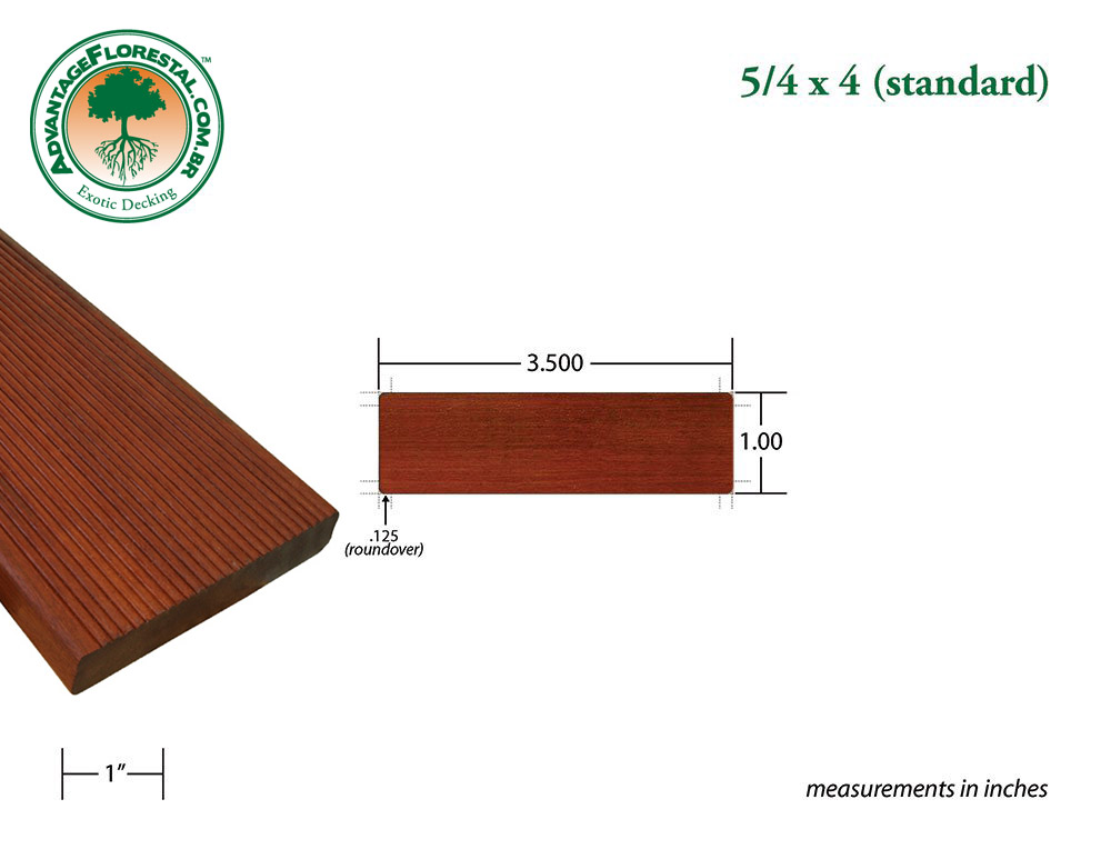 Exotic Standard massaranduba Dimensional Decking Lumber 5/4 in. x 4 in.