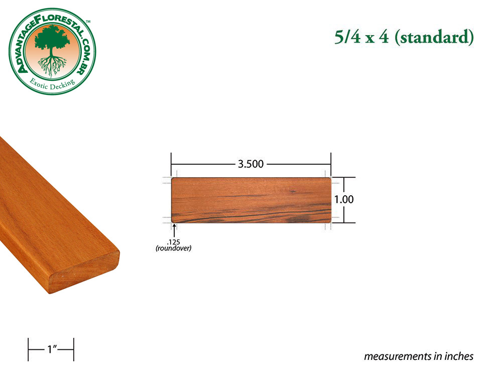 Exotic Standard tigerwood Dimensional Decking Lumber 5/4 in. x 4 in.