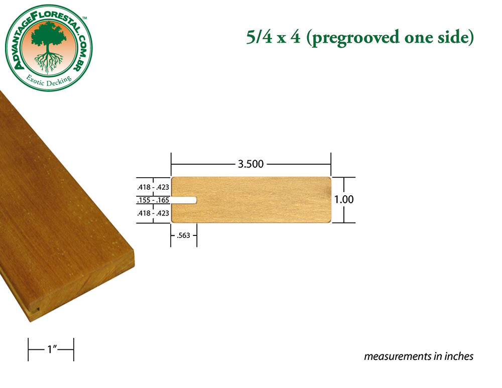 Exotic One Sided PreGrooved Decking 5/4 in. x 4 in.