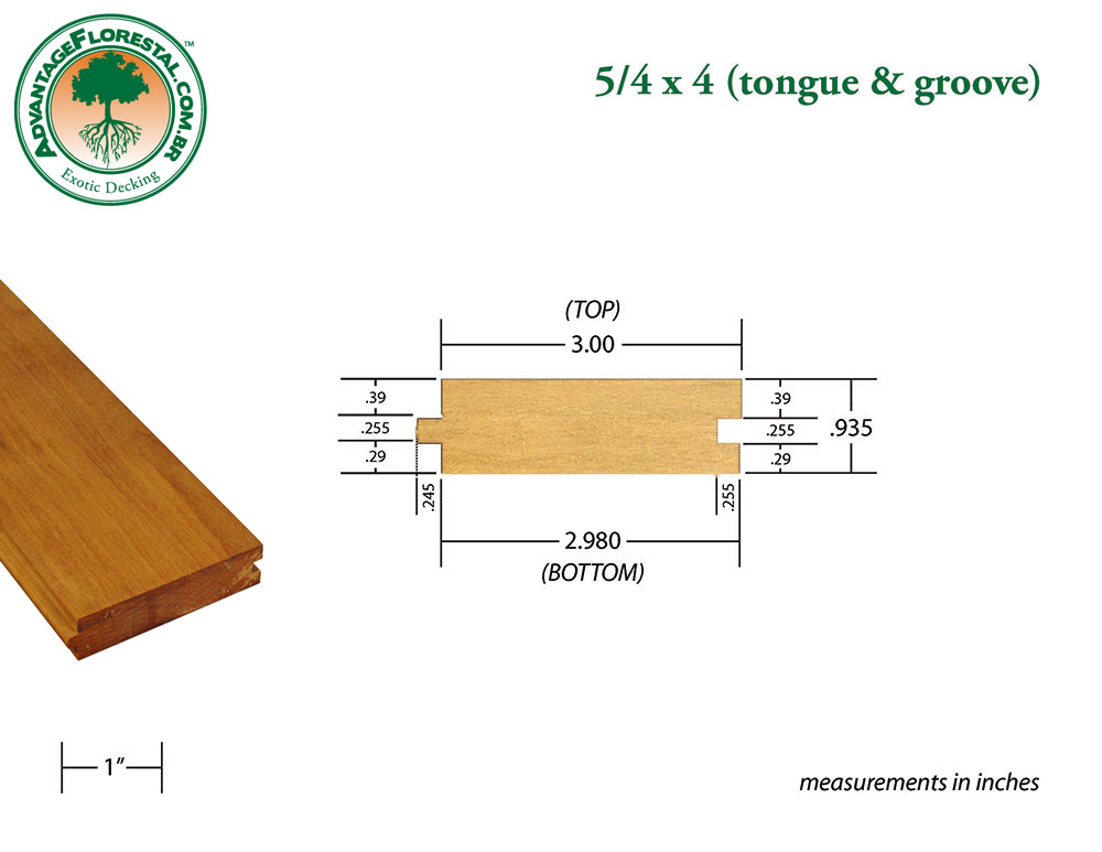Exotic Tongue & Groove garapa Decking 5/4 in. x 4 in.