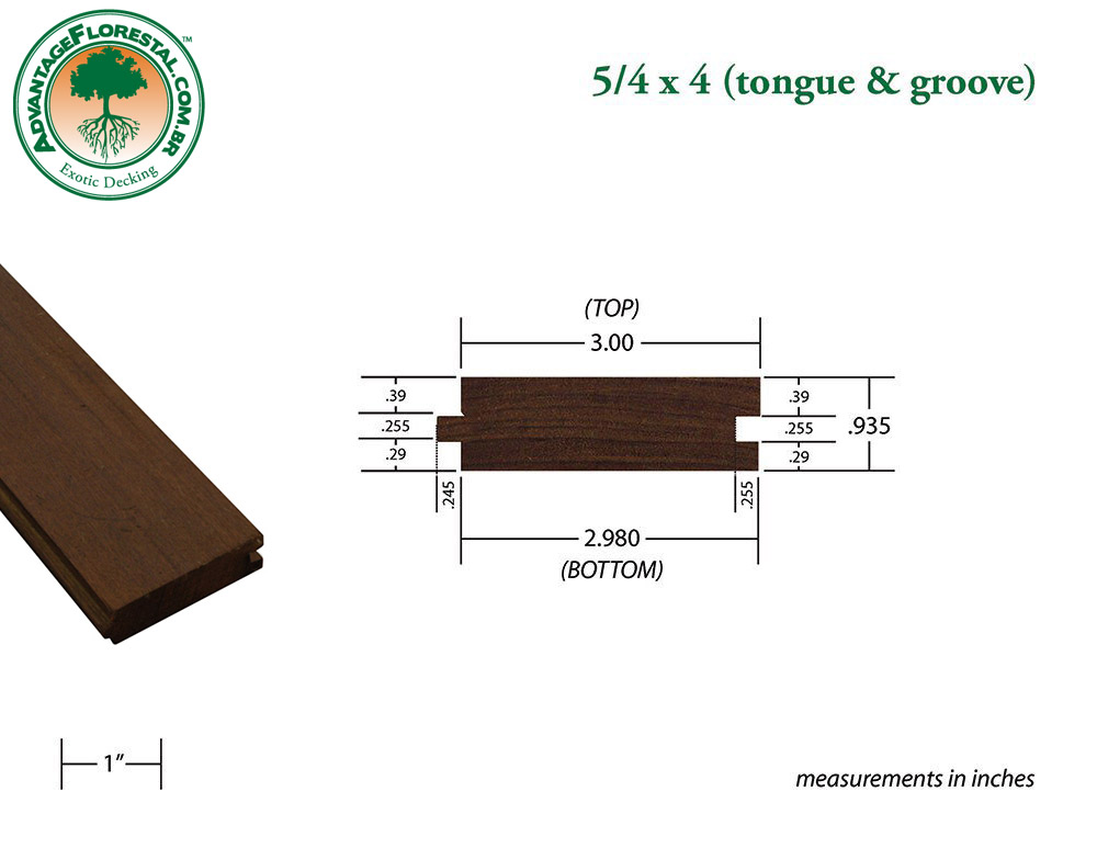 Exotic Tongue & Groove ipe Decking 5/4 in. x 4 in.