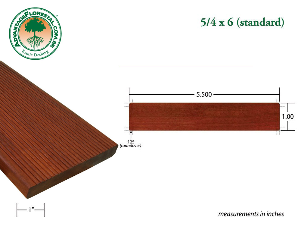 Exotic Standard massaranduba Dimensional Decking Lumber 5/4 in. x 6 in.