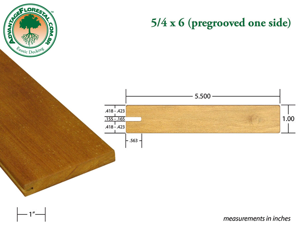 Exotic One Sided PreGrooved Decking 5/4 in. x 6 in.