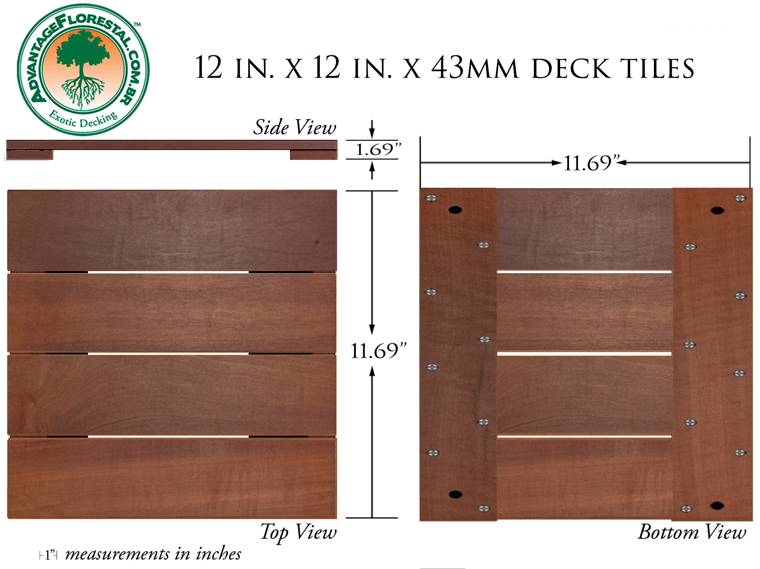 Massaranduba Deck Tile 12in. x 12 in. 43mm
