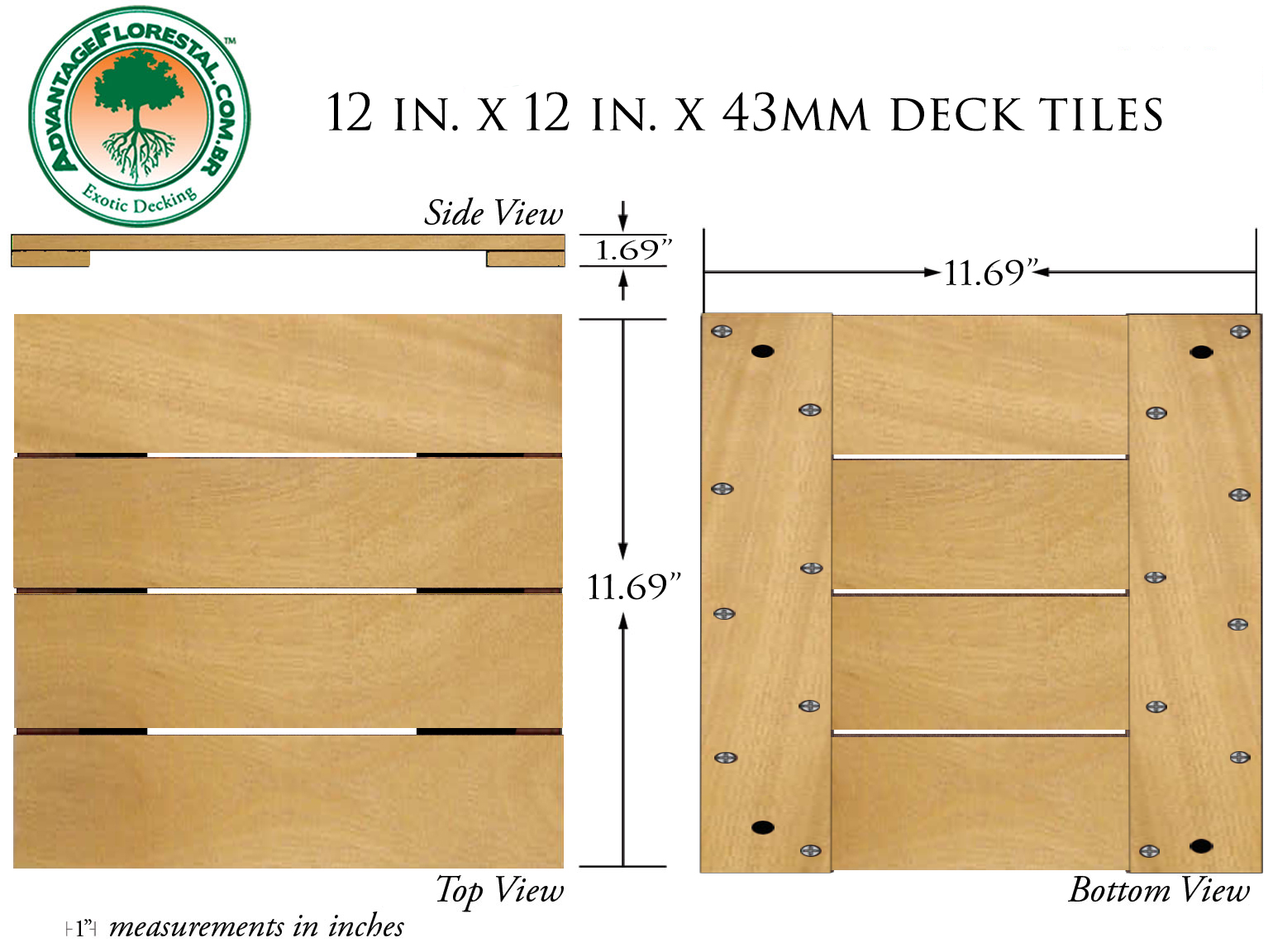 Tatajuba Deck Tile 12in. x 12 in. 43mm