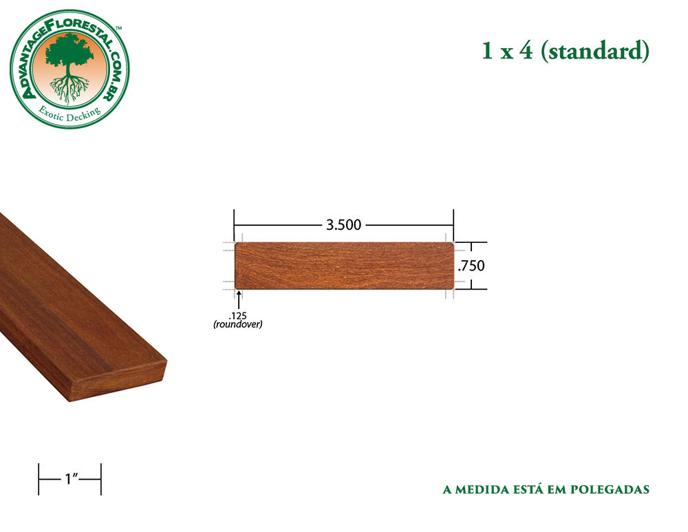 Exótico Padrão Cumaru Dimensional Decking Lumber 1 in. x 4 in.