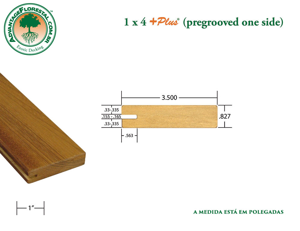 Exótico One Sided PreGrooved Decking 1in. x 4 in. plus