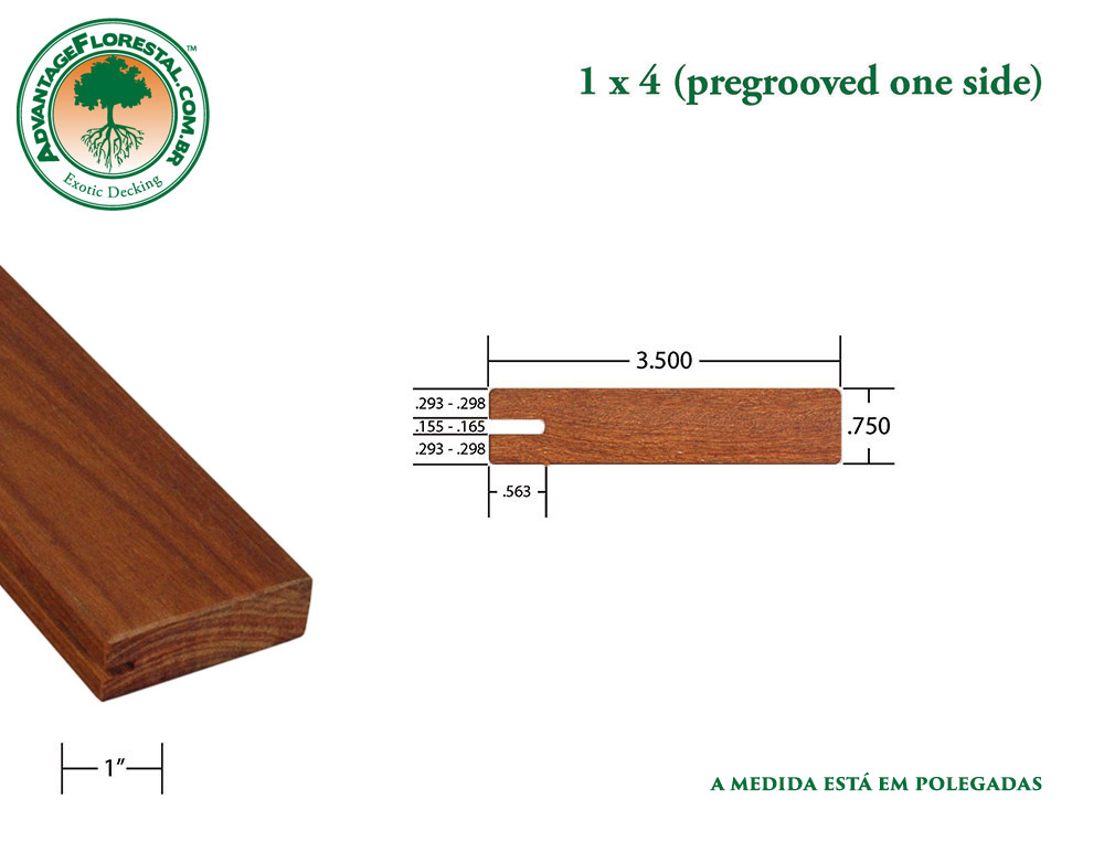 Exótico One Sided PreGrooved Decking 1 in. x 4 in.