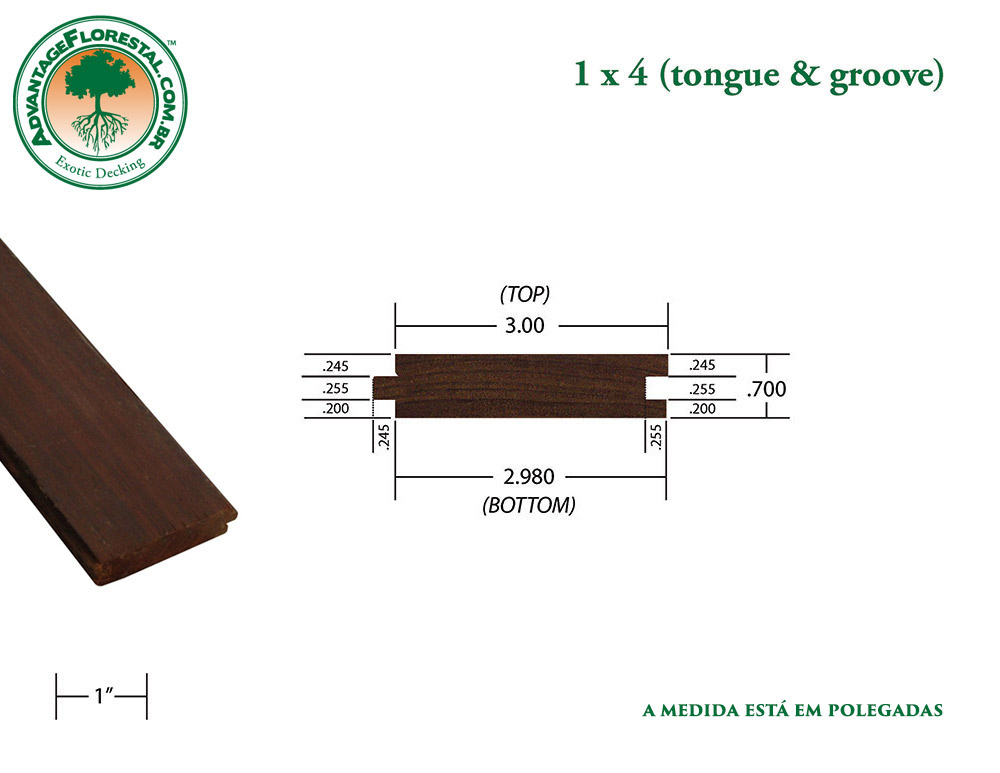 Exótico Tongue & Groove ipe Decking 1 in. x 4 in.