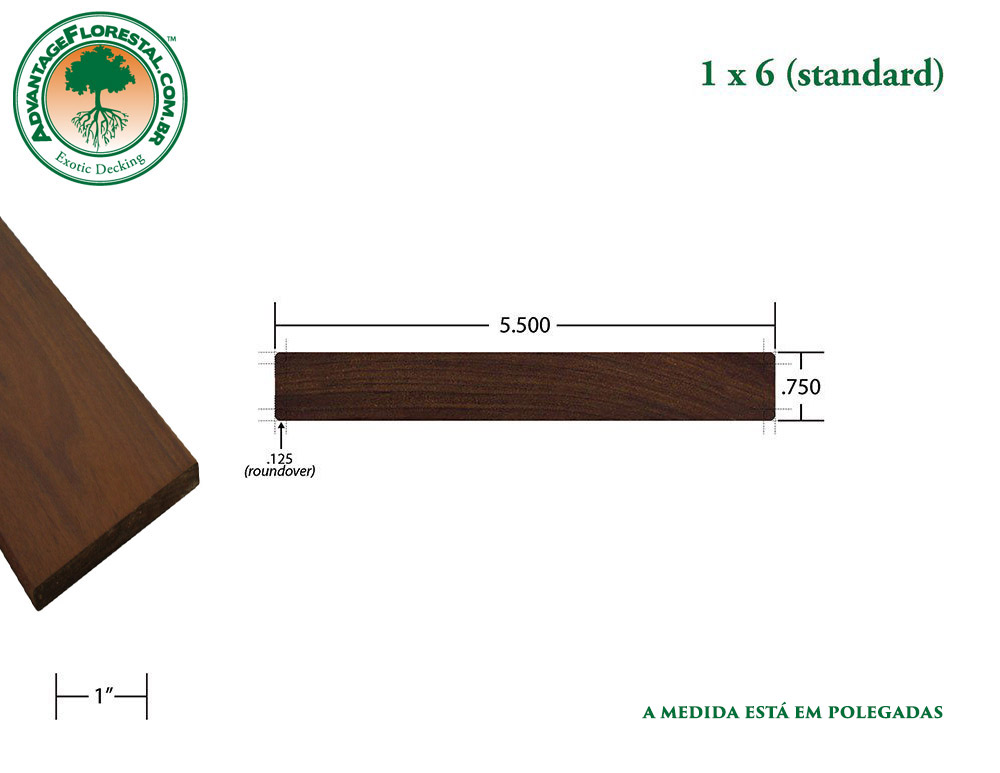 Exótico Padrão garapa Dimensional Decking Lumber 1 in. x 6in.