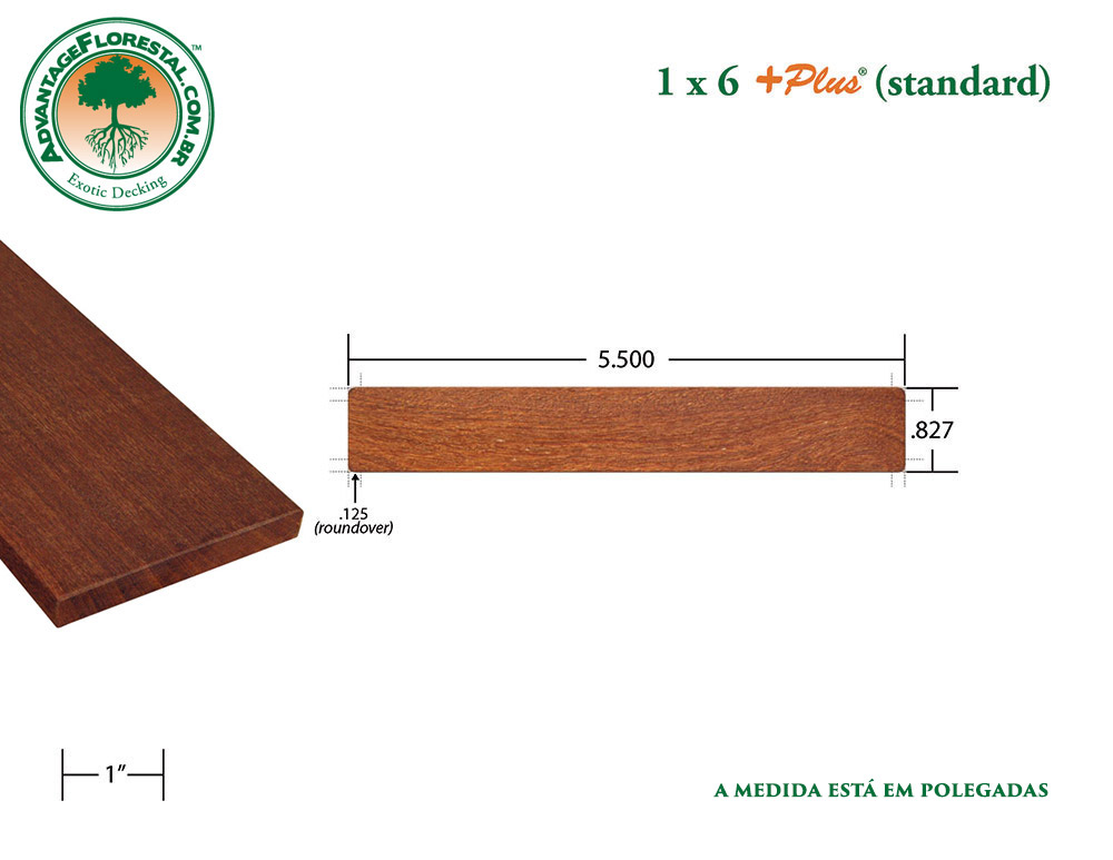 Exótico Padrão Cumaru Dimensional Decking Lumber 1 in. x 6 in. plus