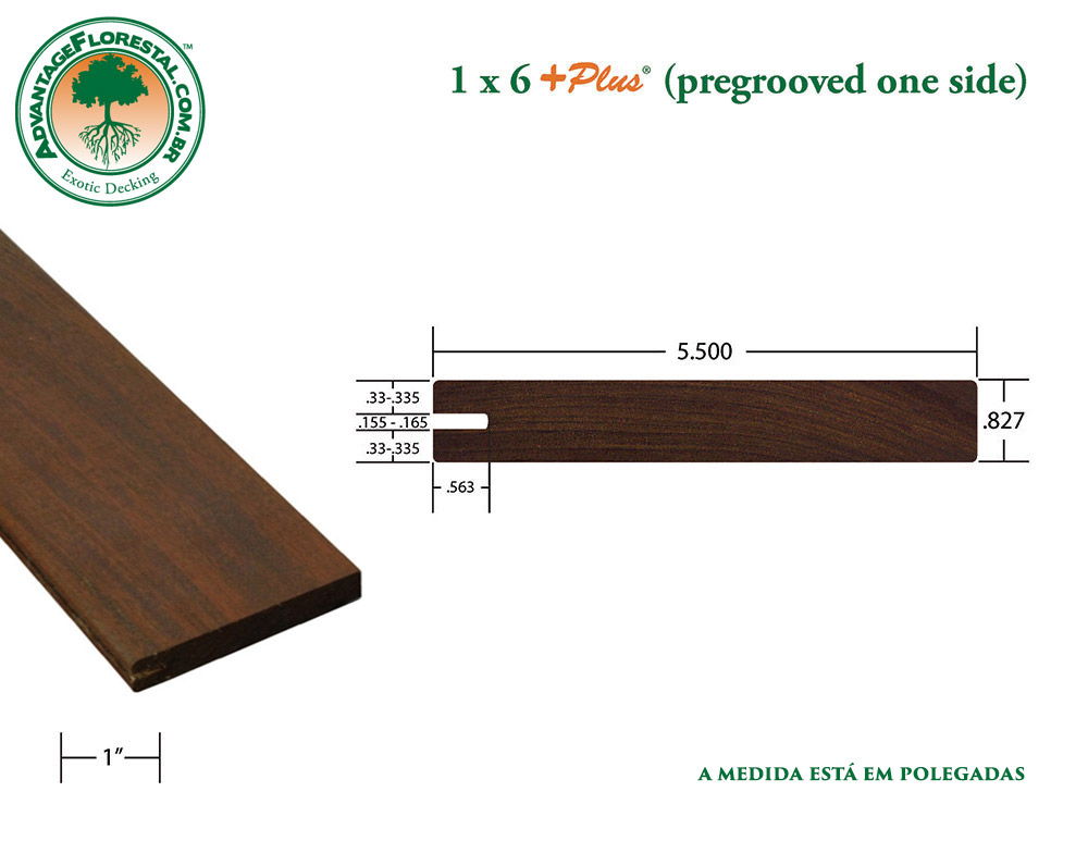 Exótico One Sided PreGrooved Decking 1 in. x 6 in. plus