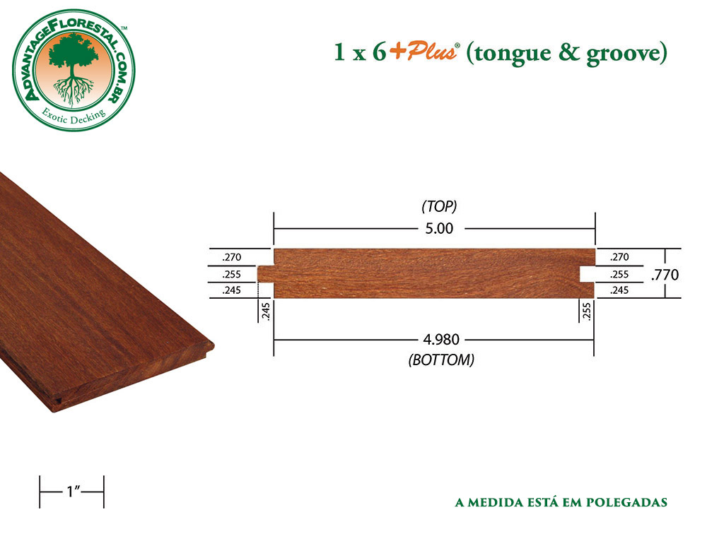 Exótico Tongue & Groove Decking 1 in. x 6 in. plus