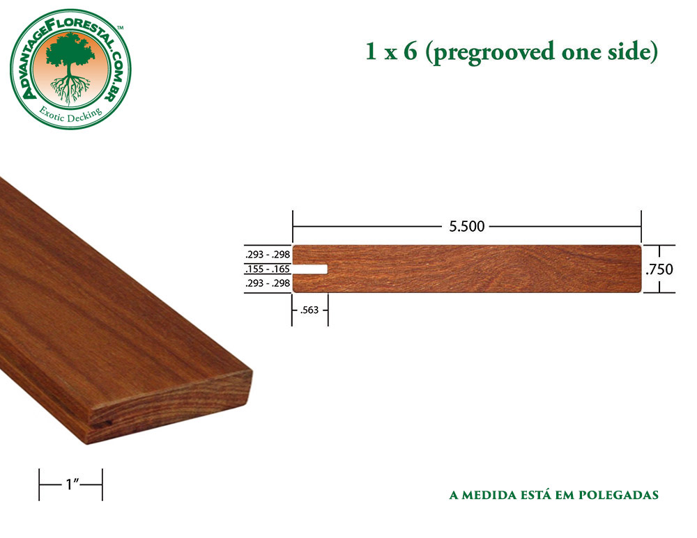 Exótico One Sided PreGrooved Decking 1 in. x 6in.