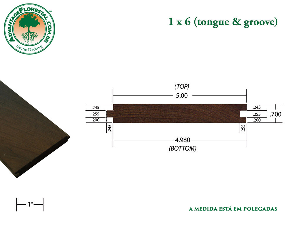 Exótico Tongue & Groove ipe Decking 1 in. x 6in.