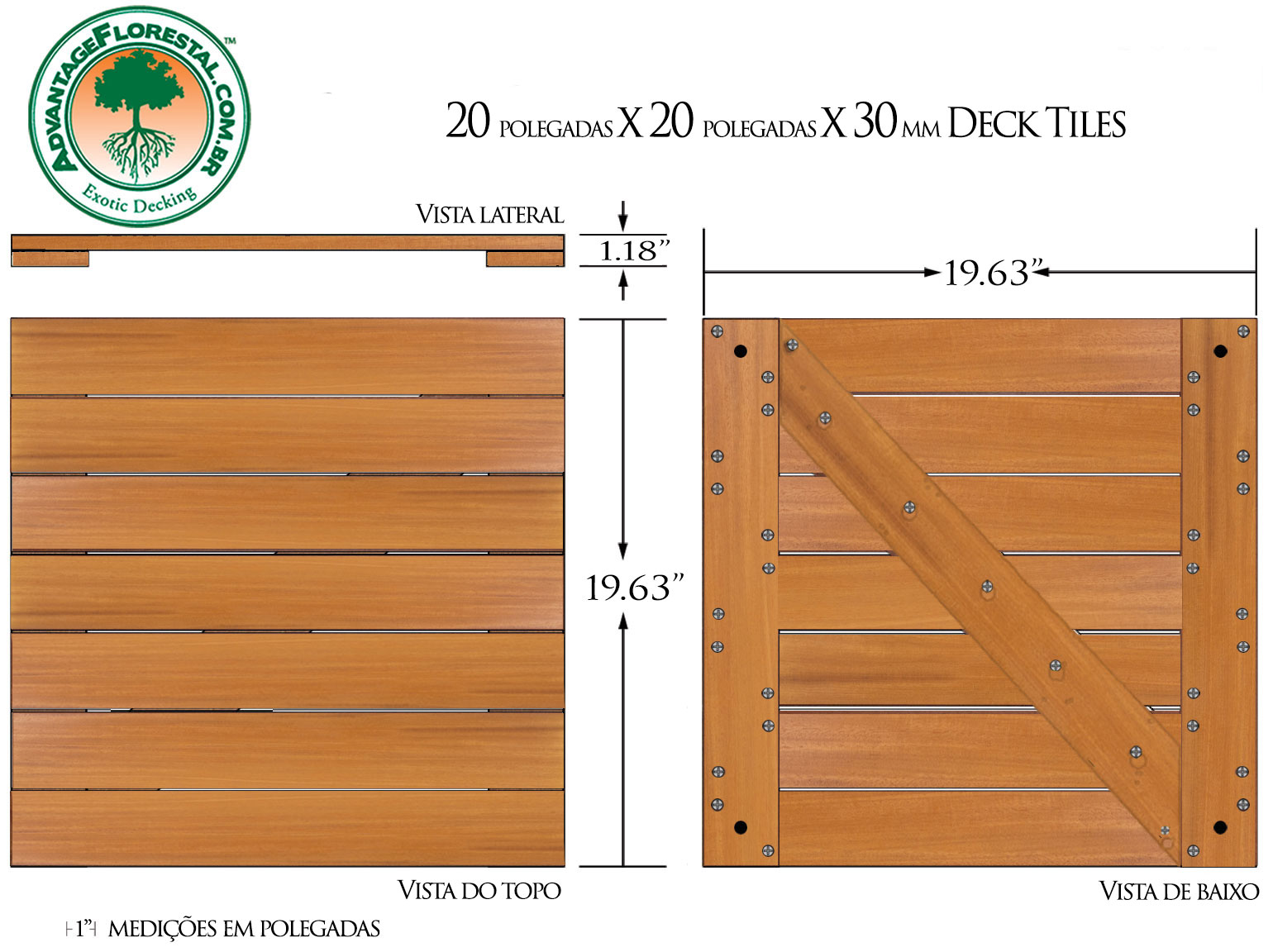 IPE Deck Tile 20 in. x 20 in. x 30mm