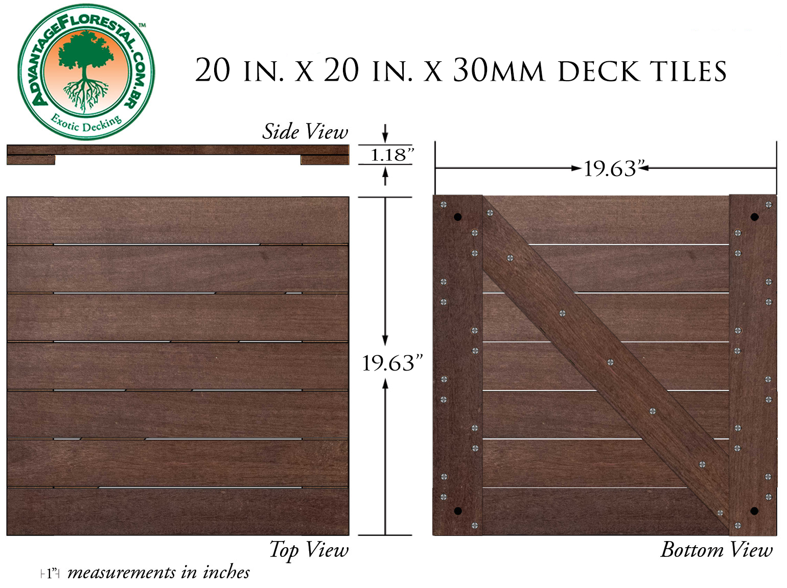 IPE Deck Tile 20 in. x 20 in. x 30mm