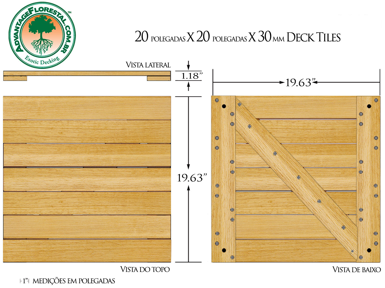 Tauari Deck Tile 20 in. x 20 in. x 30mm