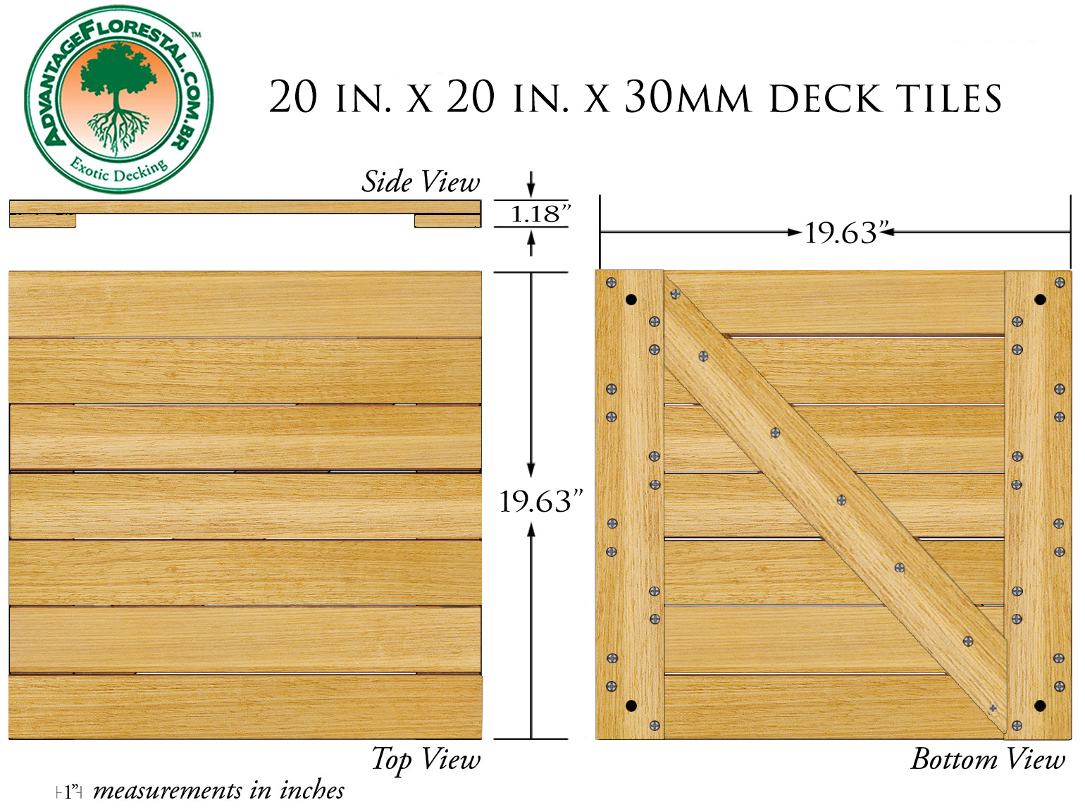 Tauari Deck Tile 20 in. x 20 in. x 30mm