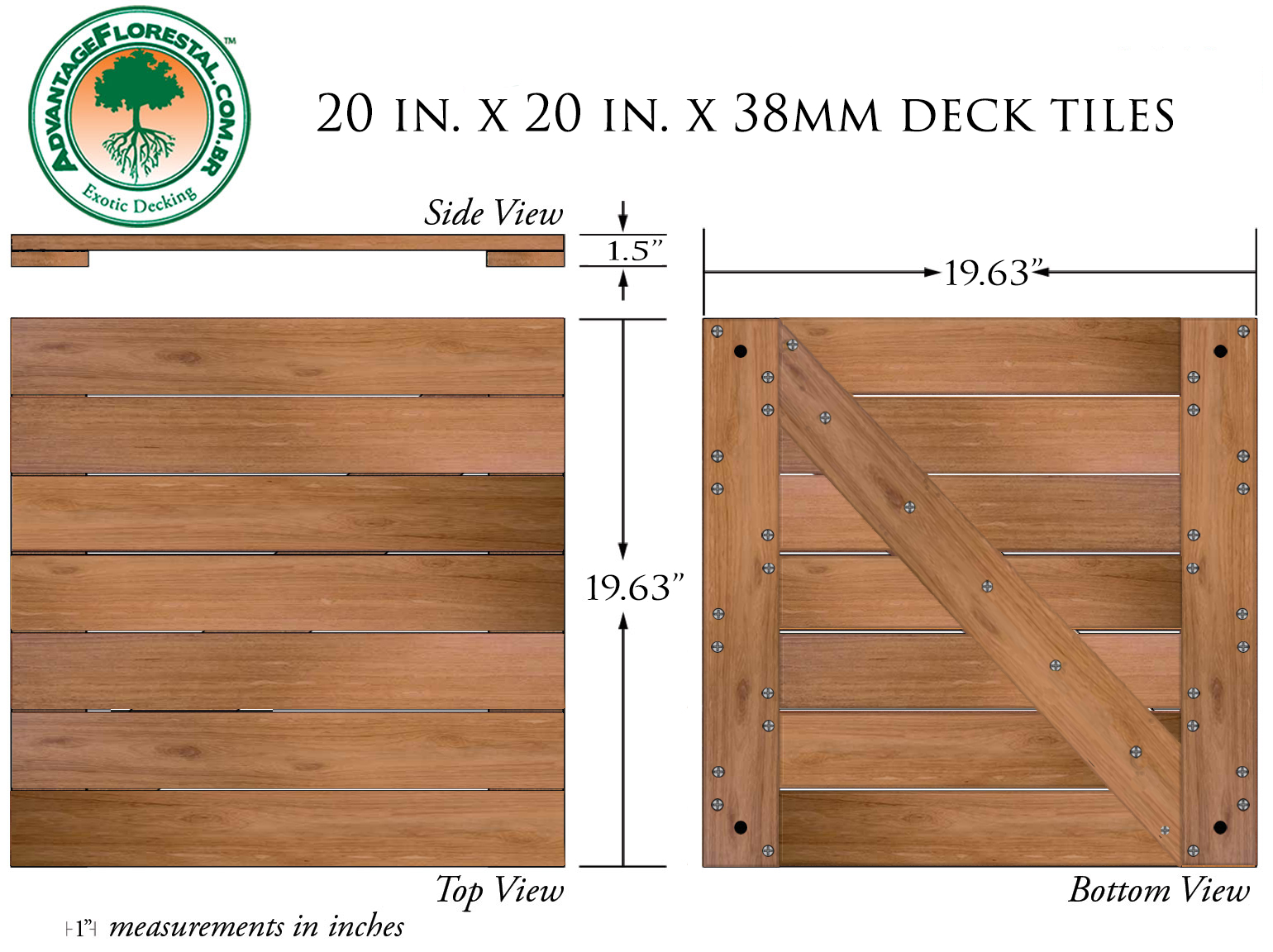 Angelim Pedra Deck Tile 20 in. x 20 in. x 38mm