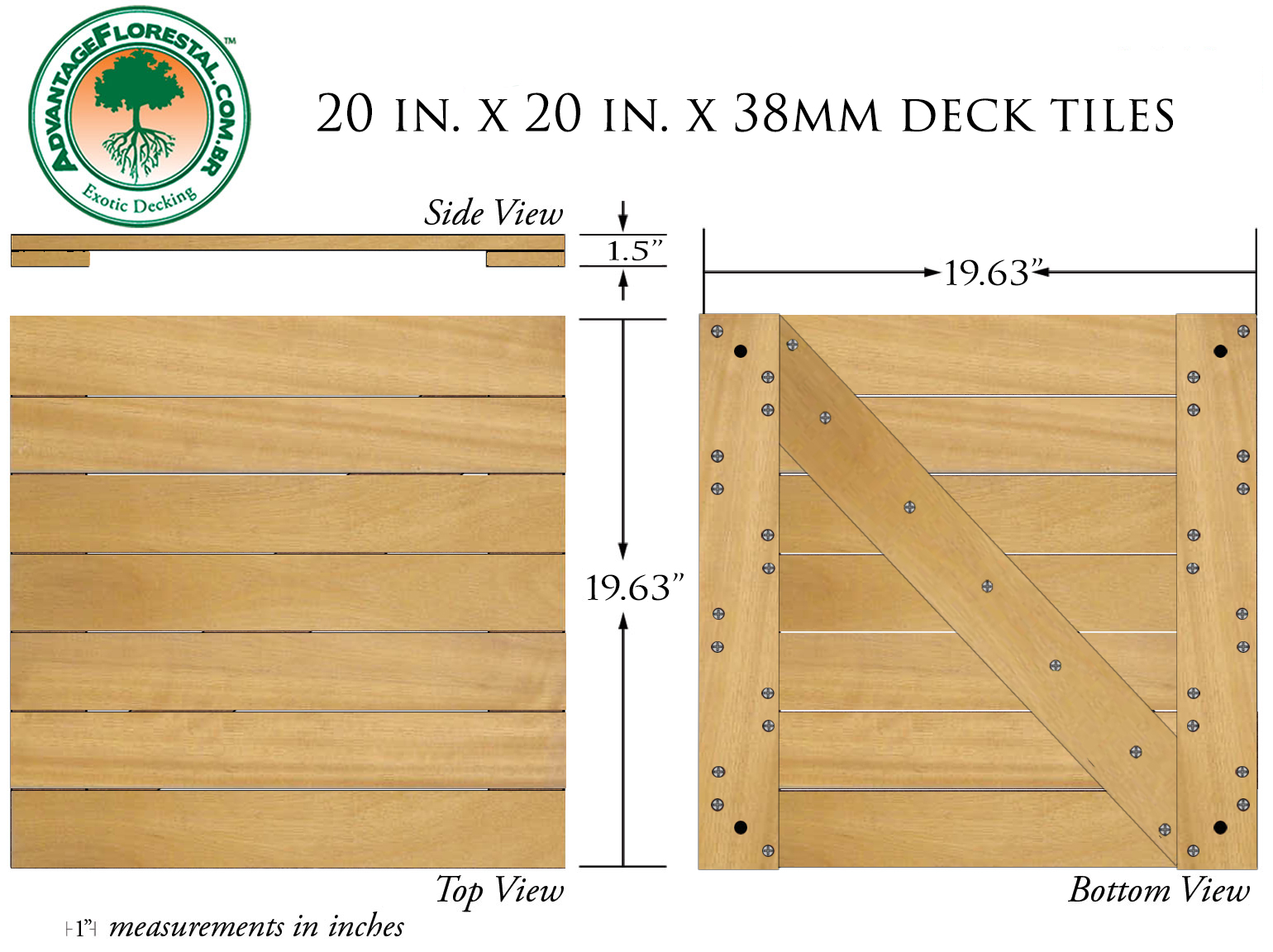 Tatajuba Deck Tile 20 in. x 20 in. x 38mm