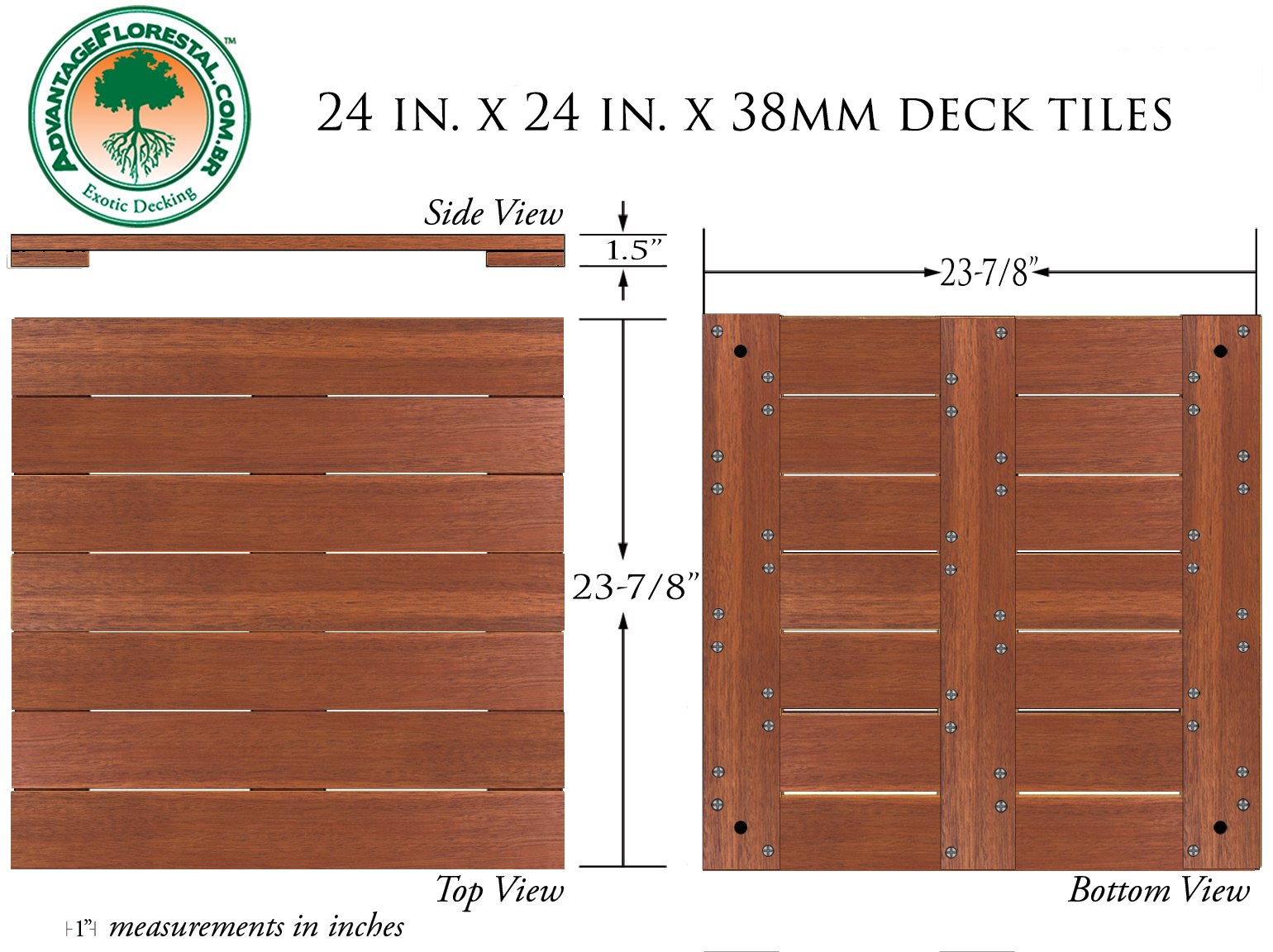Andiroba Deck Tile 24 in. x 24 in. x 38mm
