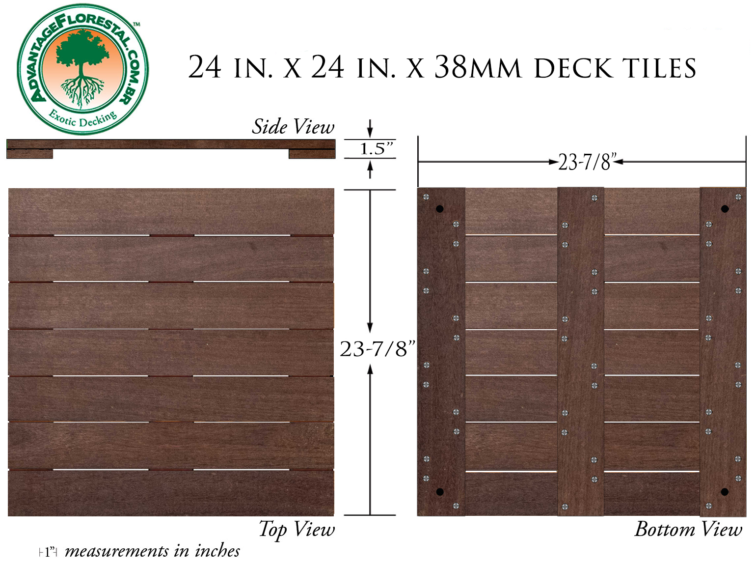 IPE Deck Tile 24 in. x 24 in. x 38mm