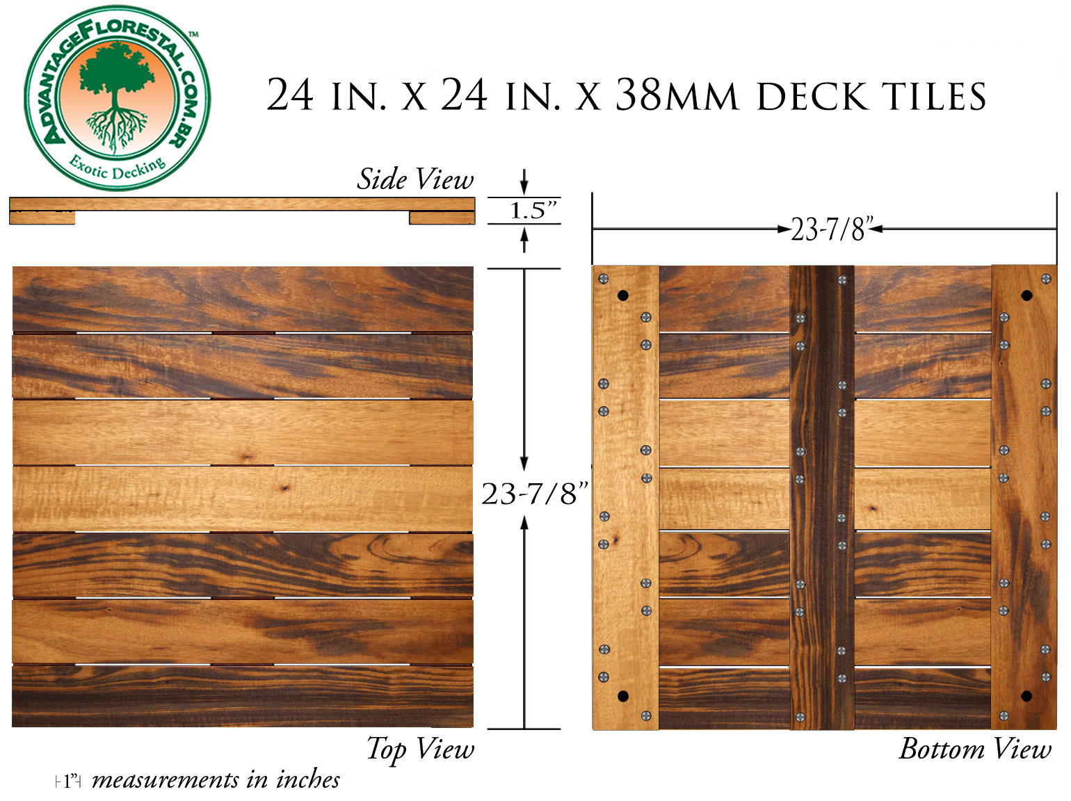 Tigerwood Deck Tile 24 in. x 24 in. x 38mm