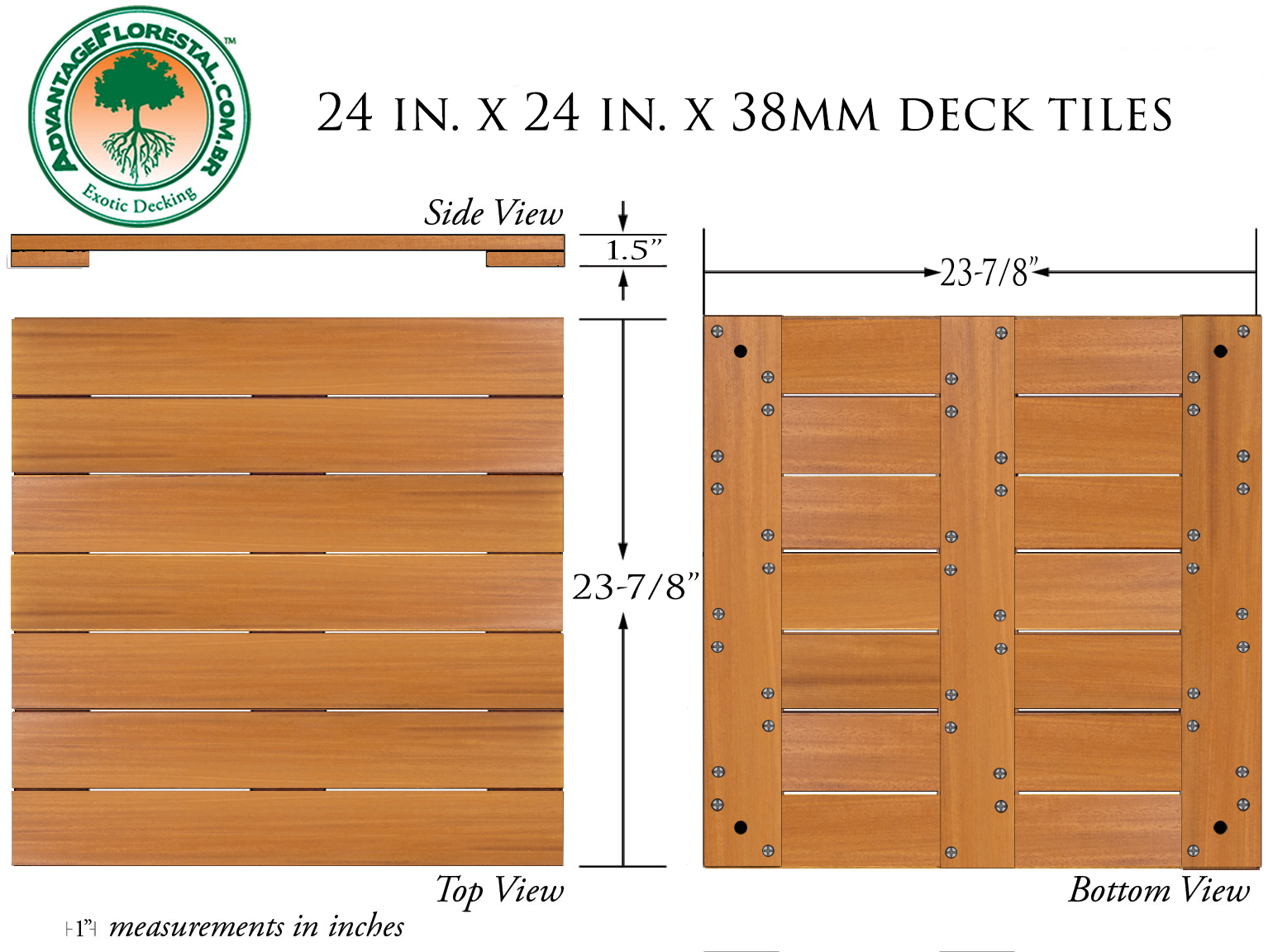 Garapa Deck Tile 24 in. x 24 in. x 38mm