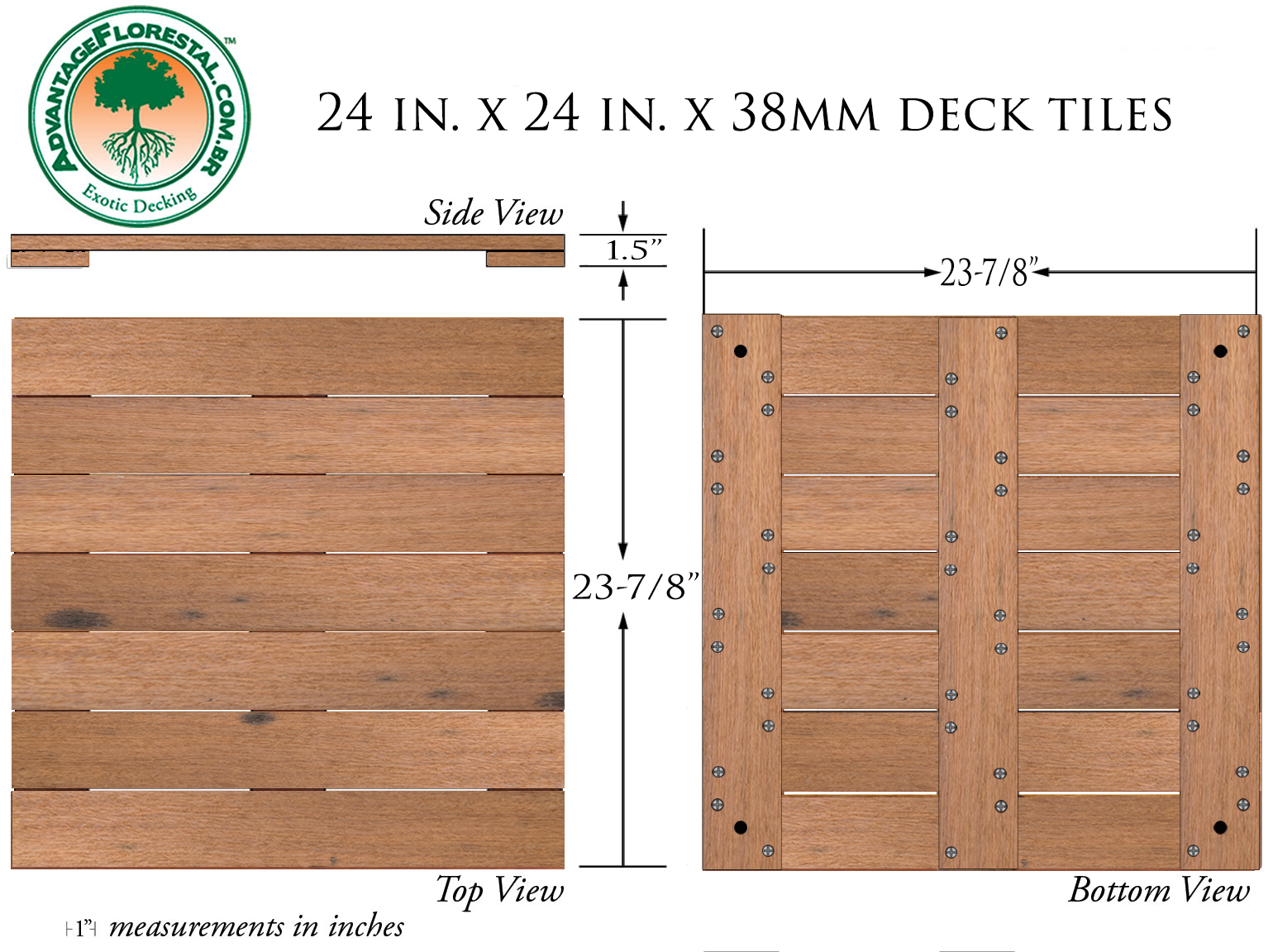 Itauba Deck Tile 24 in. x 24 in. x 38mm