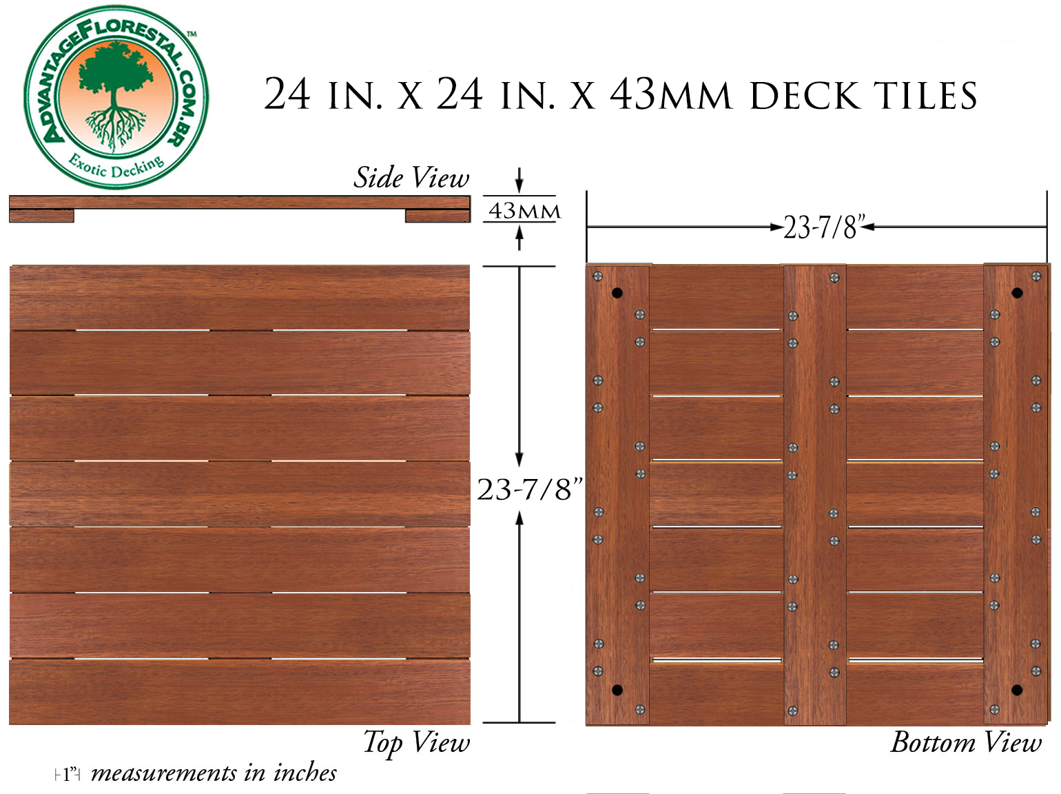 Andiroba Deck Tile 20 in. x 20 in. x 43mm