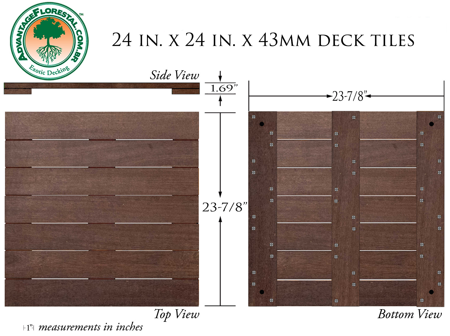 IPE Deck Tile 24 in. x 24 in. x 43mm