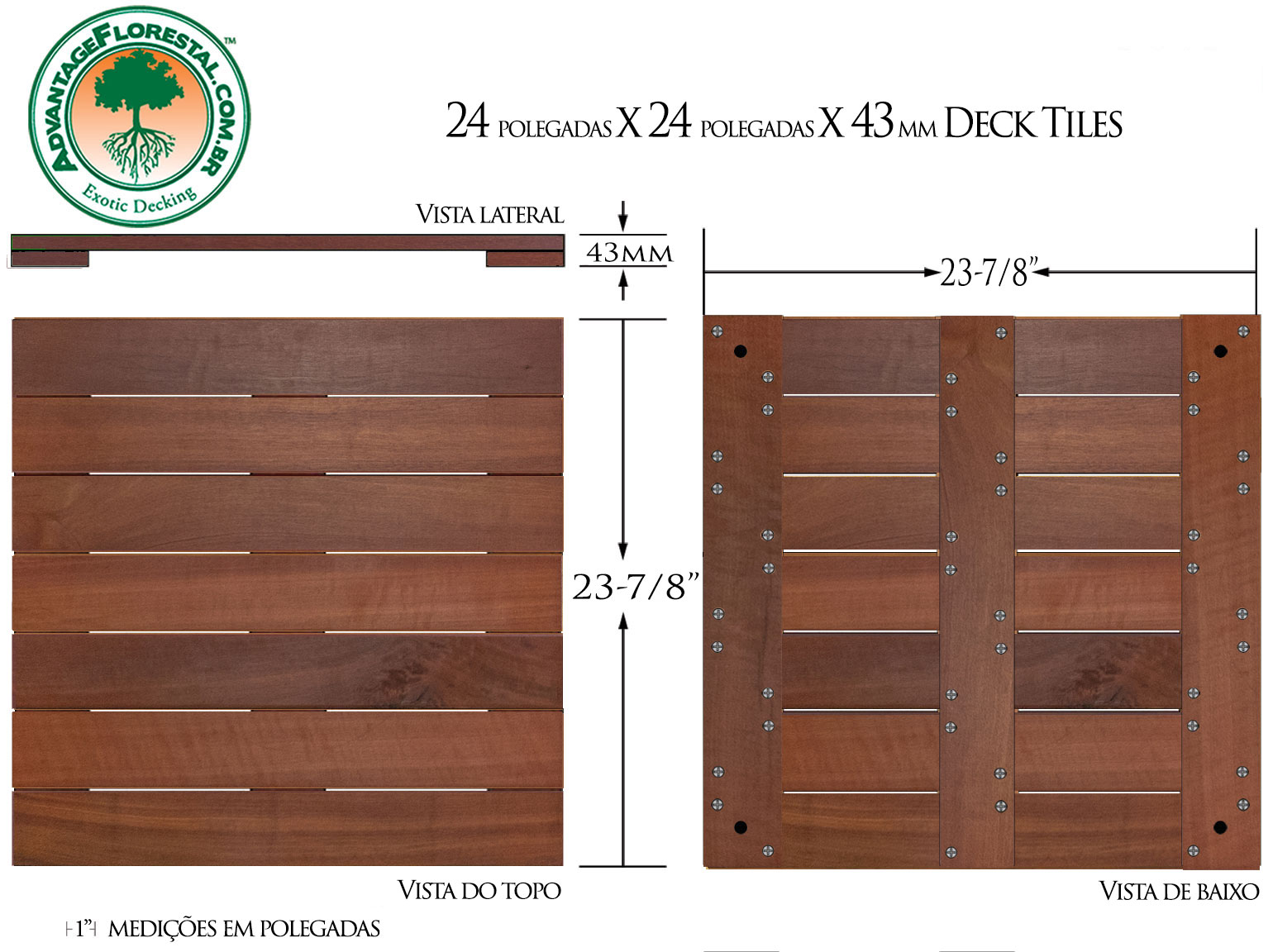 Massaranduba Deck Tile 24 in. x 24 in. x 43mm