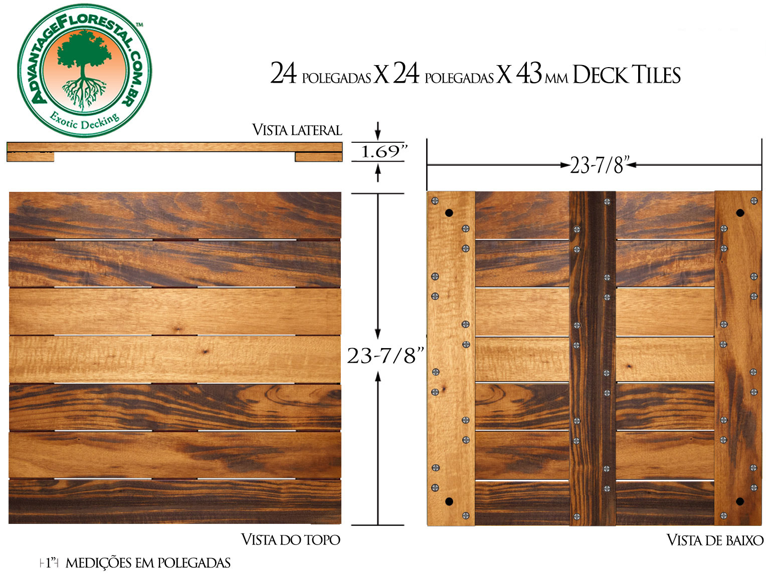 Tigerwood Deck Tile 24 in. x 24 in. x 43mm