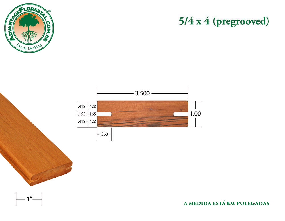 Exótico PreGrooved tigerwood 5/4 in. x 4 in.