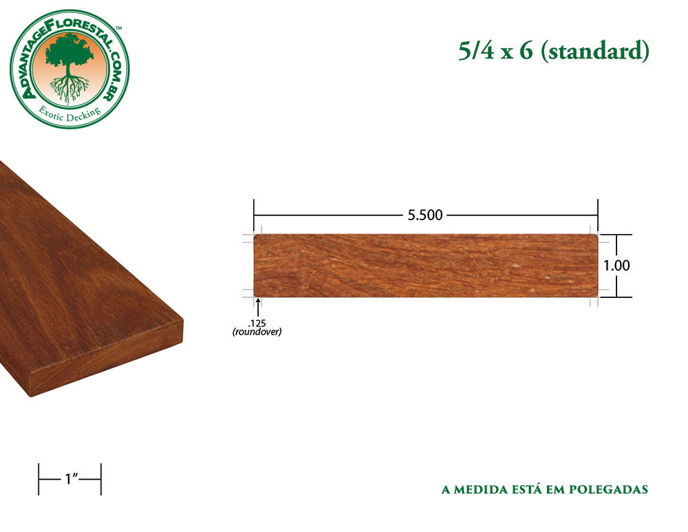 Exótico Padrão Cumaru Dimensional Decking Lumber 5/4 in. x 6 in.