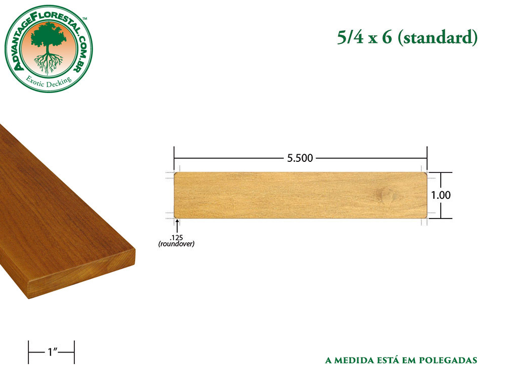 Exótico Padrão garapa Dimensional Decking Lumber 5/4 in. x 6 in.