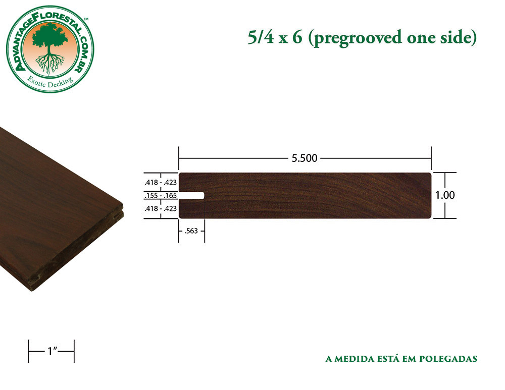 Exótico One Sided PreGrooved ipe Decking 5/4 in. x 6 in.